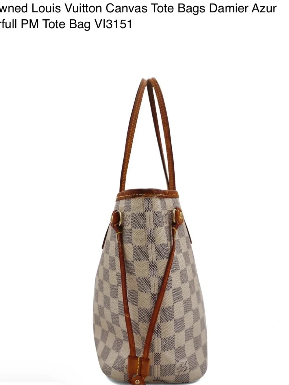 Louis Vuitton Damier Azur Canvas Neverfull Tote - White and Light Blue Check